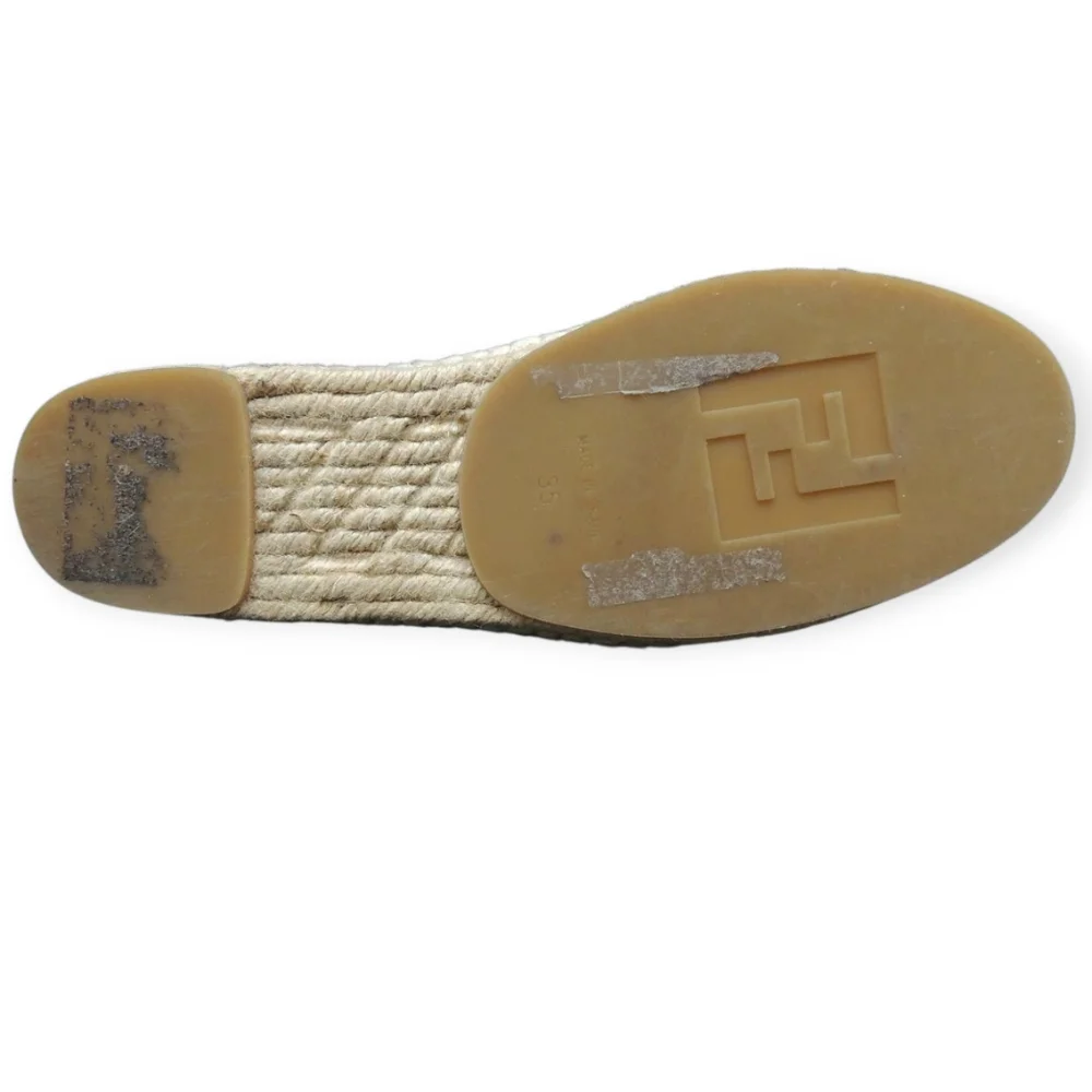 FENDI Cream/Brown Espadrille Flats Size 5‎